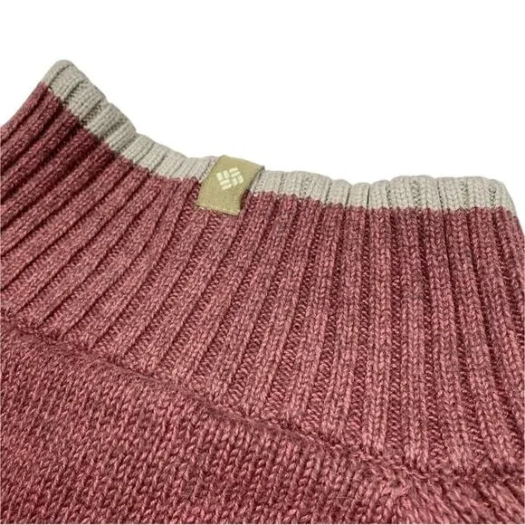 COLUMBIA Men's Cotton Quarter-Zip Stripe Pullover Sweater Maroon/Tan Size XXL - Picture 5 of 7